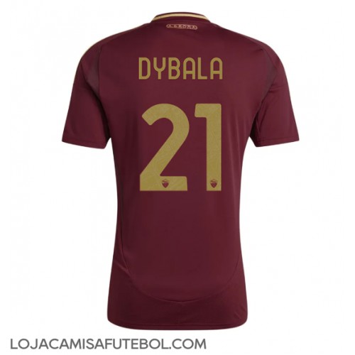 Camisa de Futebol AS Roma Paulo Dybala #21 Equipamento Principal 2024-25 Manga Curta